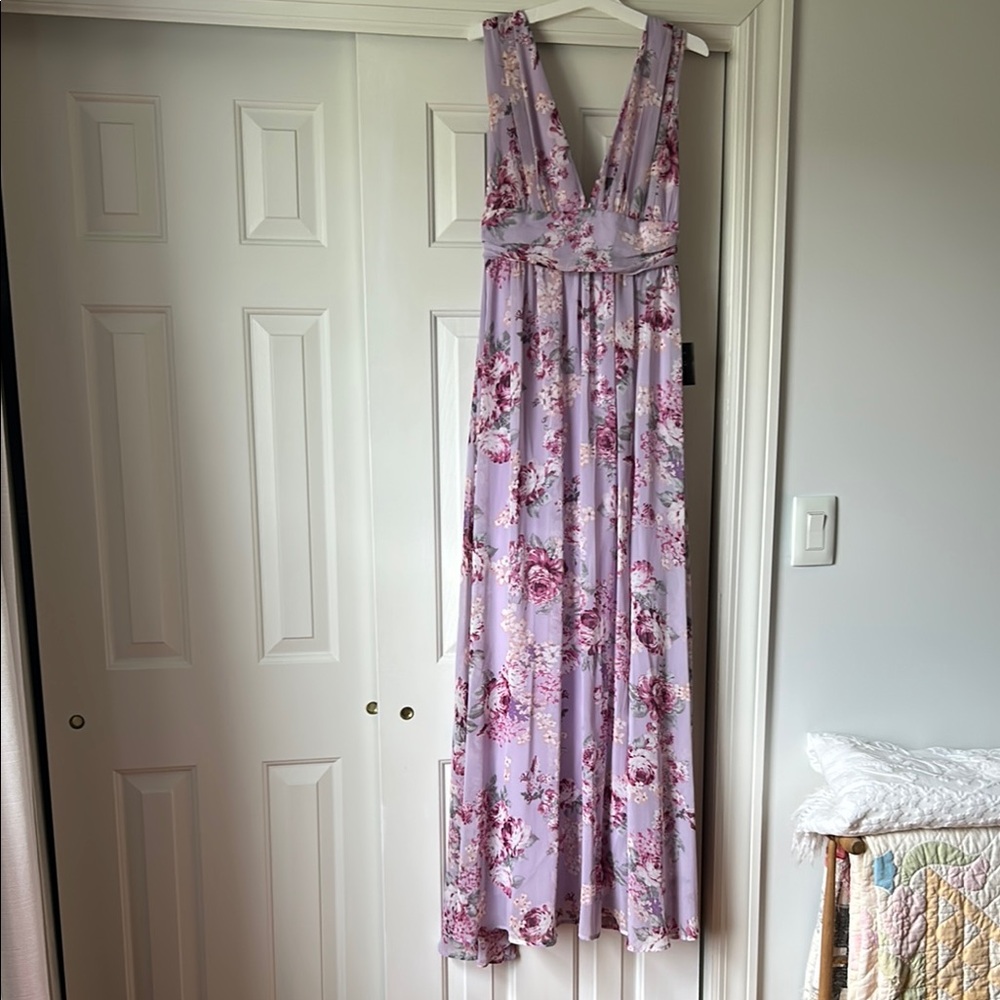 Lulu's Pink Ruched Maxi Dress V-Neck Sleeveless